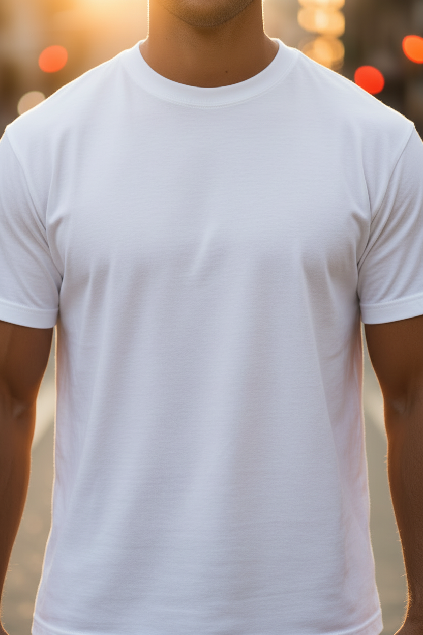 Plain White T-Shirt – Heavyweight Round Neck