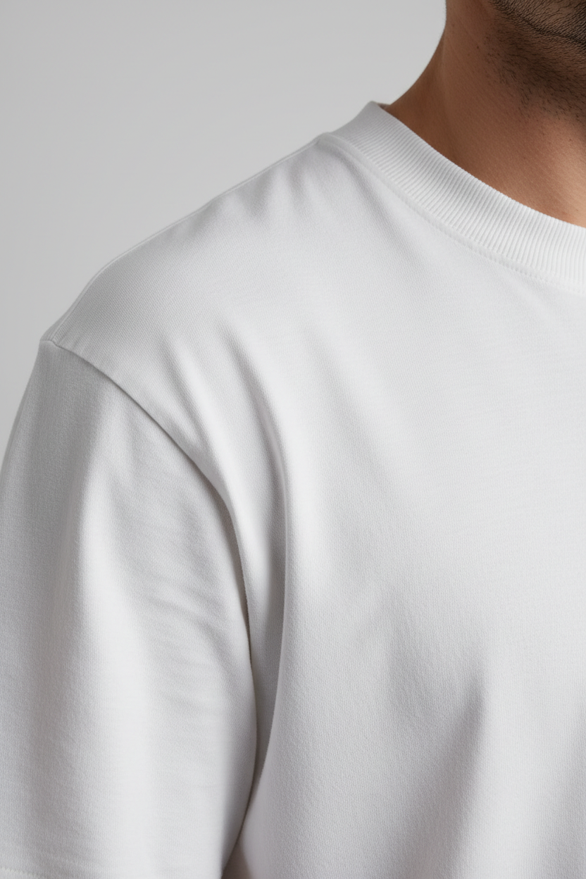 Plain White T-Shirt – Heavyweight Round Neck
