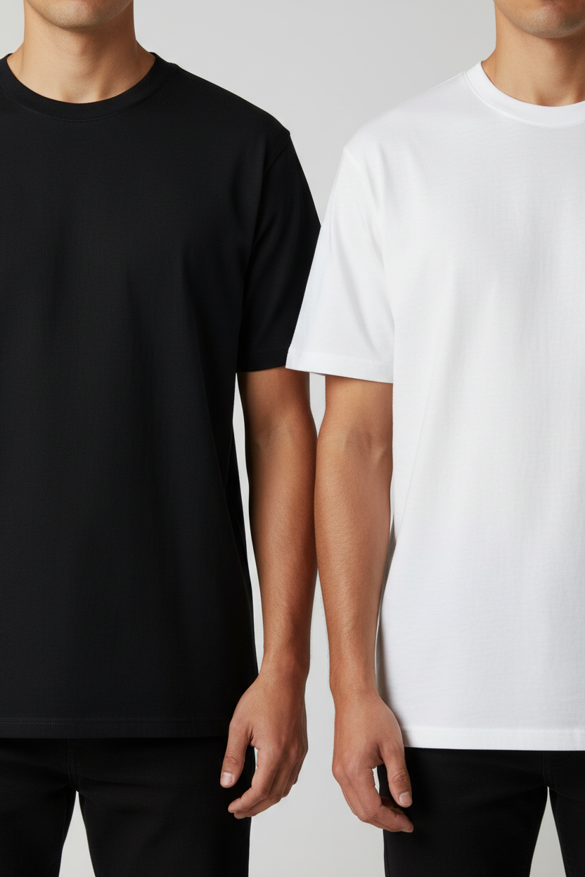 Black & White T-Shirt 6-Pack – Heavyweight Round Neck